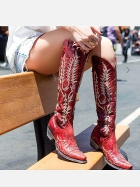 OLD GRINGO Mayra Embroidered Tall Knee High Red CowgirlWestern Boots 8.5